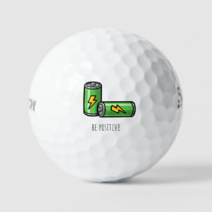 'Be Positive' Green Batteries Motivational Gift Golf Balls