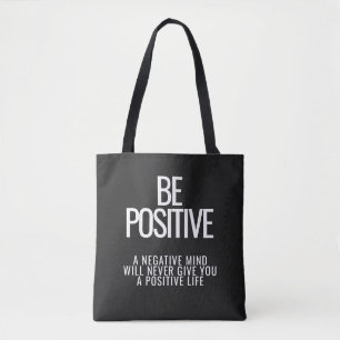 Be Positive Tote Bag –Inspirational Shoulder Bag