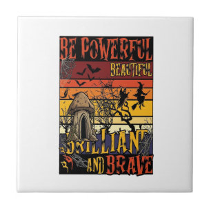 Be Powerful Beautiful Brilliant Halloween Mushroom Ceramic Tile
