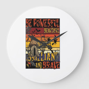 Be Powerful Beautiful Brilliant Halloween Mushroom Large Clock