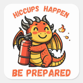 Be Prepared Dragon With A Fire Extinguisher Square Sticker