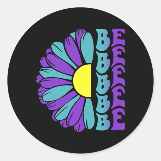 Be Prevention Awareness Suower Classic Round Sticker (Front)