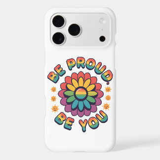 Be Proud Be You – Retro Rainbow Flower Pride Quote