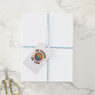 Be Proud Be You – Retro Rainbow Flower Pride Quote Gift Tags