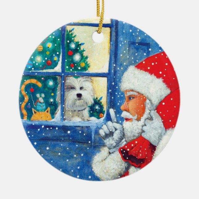 Be Quiet as a Mouse Ceramic Ornament (Front)