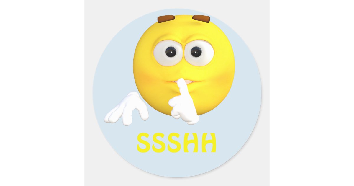 Be Quiet Emoji Emoticon Cartoon Face Classic Round Sticker Zazzle