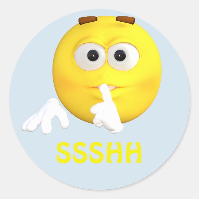 Be Quiet Emoji Emoticon Cartoon Face Classic Round Sticker (Front)