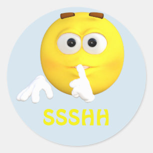 Be Quiet Emoji Emoticon Cartoon Face Classic Round Sticker