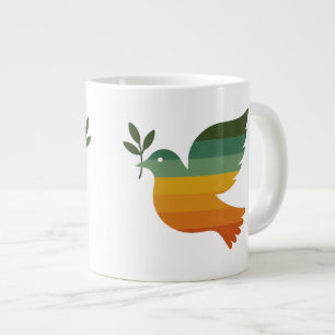 Be Retro Rainbow Peace Dove Jumbo Mug