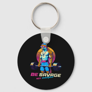 Be Savage Not Average Cheetah Bodybuilder Tee Gym Key Ring