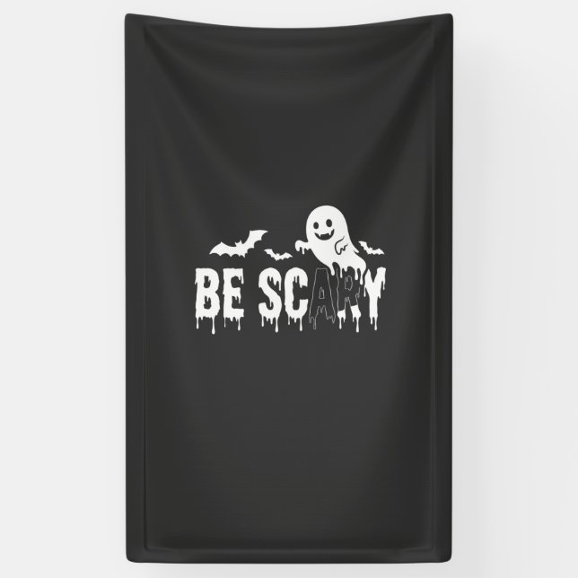 Be Scary Halloween Ghost Bat Design_1 Banner (Vertical)
