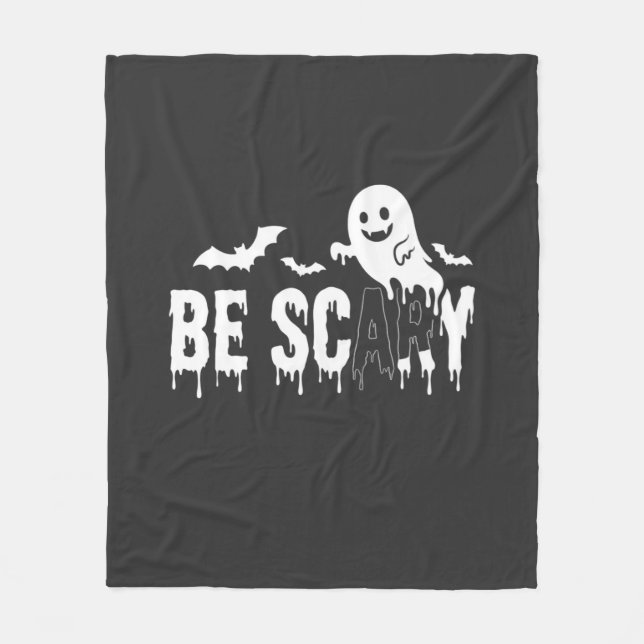 Be Scary Halloween Ghost Bat Design_1 Fleece Blanket (Front)