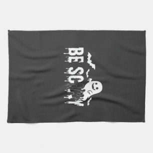 Be Scary Halloween Ghost Bat Design_1 Tea Towel