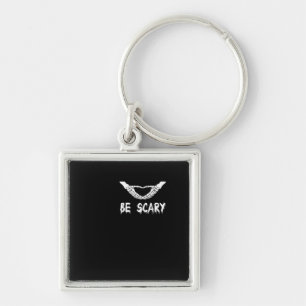 Be Scary Halloween Skeleton Over Heart Key Ring