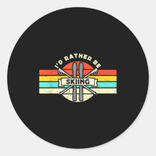 Be skiing retro snow skiing cross country skiing classic round sticker