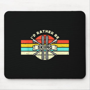 Be skiing retro snow skiing cross country skiing mouse pad