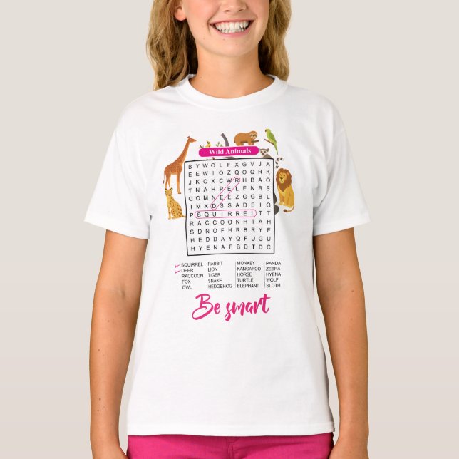 Be Smart for Clever Girls,Educational Word Search  T-Shirt (Front)