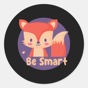 Be Smart Kawaii Funny Cute Baby Fox Red Color Classic Round Sticker