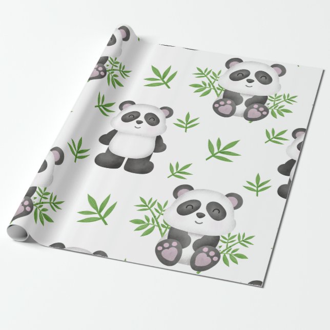 BE SMART LIKE A PANDA BEAR BAMBOO CHINA  WRAPPING PAPER (Unrolled)