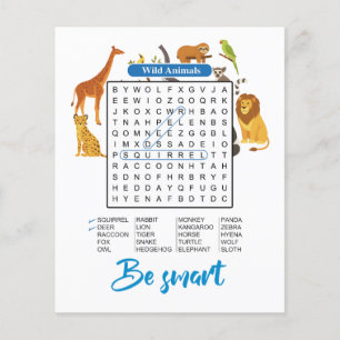 Be Smart – Wild Animals Word Search Flyer