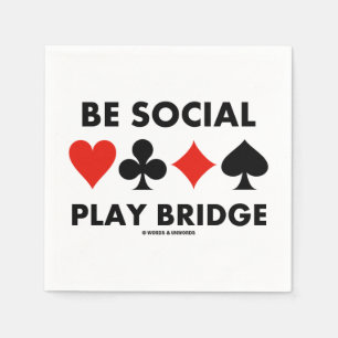 Be Social Play Bridge Four Card Suits Advice Napkin