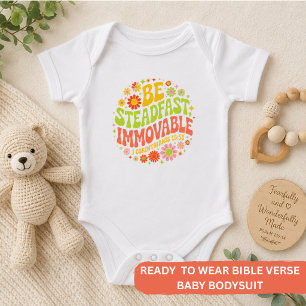 Be Steadfast & Immovable – Wavy Floral Christian Baby Bodysuit
