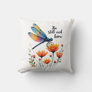 Be still and know Floral Dragonfly Christian Summe Cushion