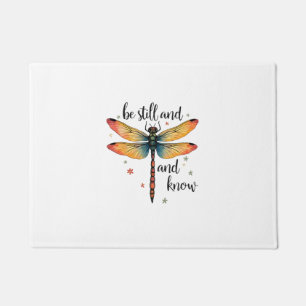 Be still and know Floral Dragonfly Christian Summe Doormat