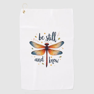 Be still and know Floral Dragonfly Christian Summe Golf Towel