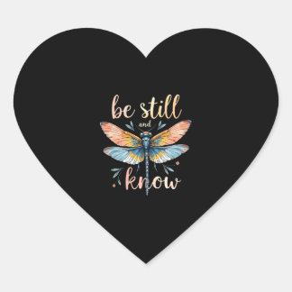 Be still and know Floral Dragonfly Christian Summe Heart Sticker