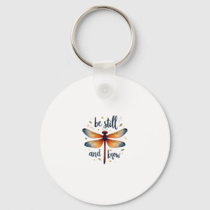 Be still and know Floral Dragonfly Christian Summe Key Ring