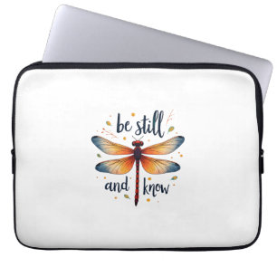 Be still and know Floral Dragonfly Christian Summe Laptop Sleeve
