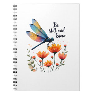 Be still and know Floral Dragonfly Christian Summe Notebook