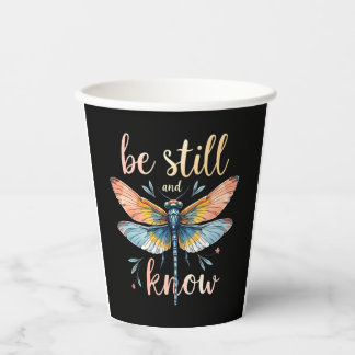 Be still and know Floral Dragonfly Christian Summe Paper Cups