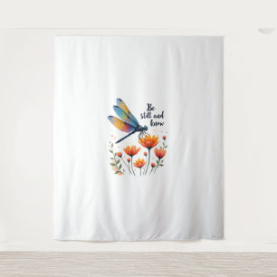 Be still and know Floral Dragonfly Christian Summe Tapestry