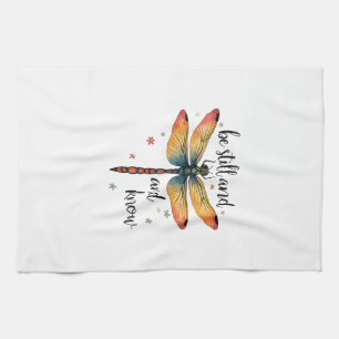 Be still and know Floral Dragonfly Christian Summe Tea Towel