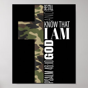 Be Still And Know God Christian Bible Verse Green Poster