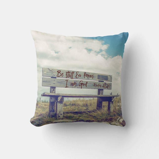 Be Still and Know I am God Bible Verse Cushion (Front)