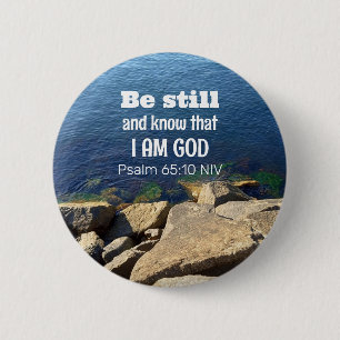 Be Still and Know I Am God Calm Blue Ocean Photo 6 Cm Round Badge