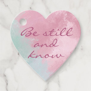 "Be still and Know" Pink and sky blue marble Favour Tags