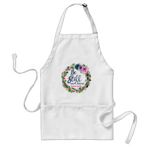 Be Still And Know Pink Floral Bible Verse Standard Apron