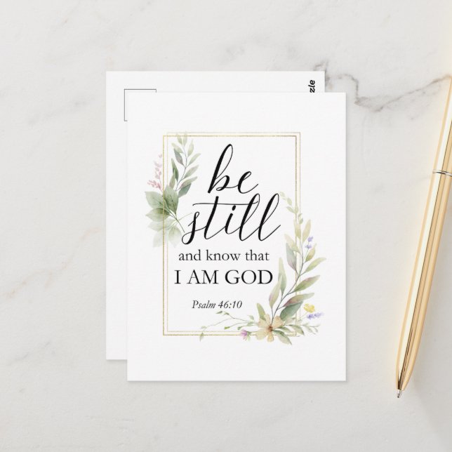 Be Still and Know that I am God Bible Christian Postcard (Front/Back In Situ)