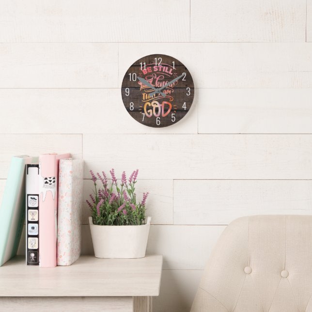 Be Still and Know that I am God Christian Bible Round Clock (Reading Room)