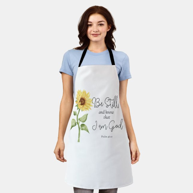 Be Still and Know that I am God Sunflower Apron (Worn)