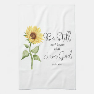 Be Still and Know that I am God Sunflower Tea Towel
