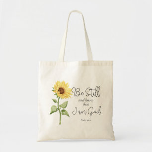 Be Still and Know that I am God Sunflower Tote Bag