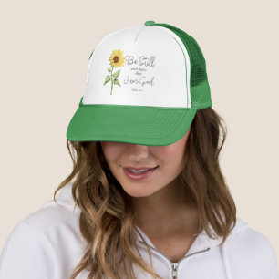 Be Still and Know that I am God Sunflower Trucker Hat