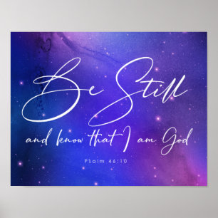 Be Still and Know Watercolor Bible Verse Christian Poster