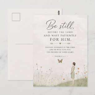 Be Still and Wait Patiently Psalm 37 Christian Postcard