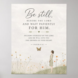 Be Still and Wait Patiently Psalm 37 Christian Poster